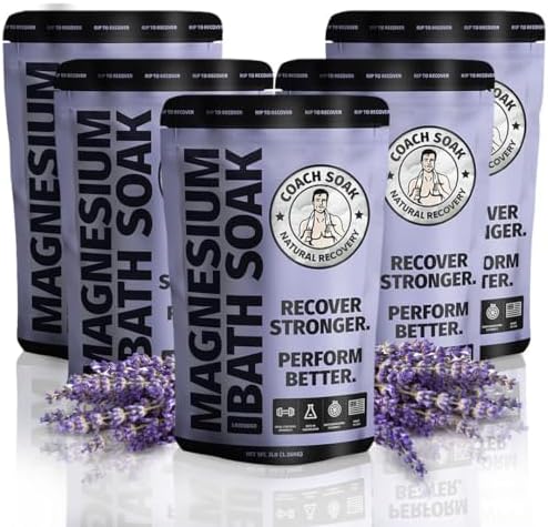 5 Pack Bundle: Coach Soak Recovery Bath Soak, Epsom Salt Bulk - Bath Salts Bulk, 5 Pack Bundle - Total of 15 Pounds (Lavender)