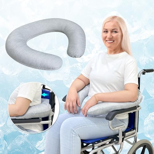 Wheelchair Arm Rest Cushions Armrest Pads for Seniors Transport Chair Back Support Pillow Hand Elbow Pressure Relief Wedge Wheelchair Arm Trough with Cool Feel Pillowcover