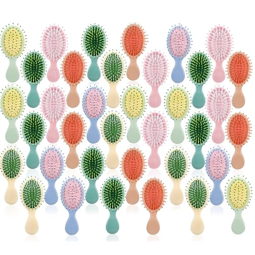36 Pieces Mini Wet Hair Brush, Travel Detangling Brush, for Most Hair Types, with Ease Knots Without Tears or Breakage, Multicolor