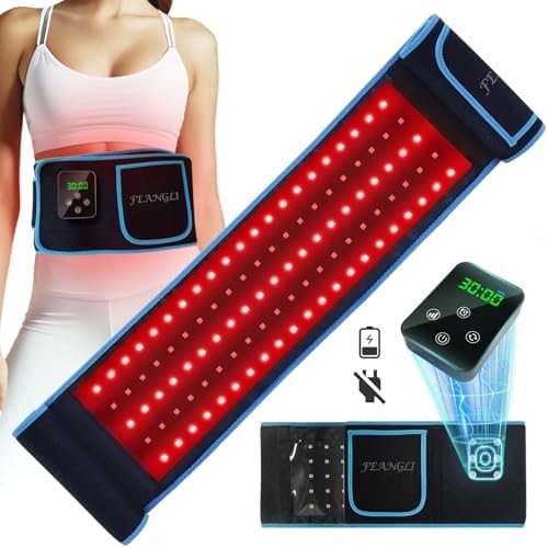 Red Light Therapy, Cordless Red Infrared Light Therapy Belt Rechargeable Wireless for Body Waist Back Knee Joints Pain Relief, Reduce Inflammation, Faster Healing (Upgrade)