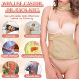 Castor Oil Pack Wrap, 8 Pcs Reusable Organic Castor Oil Pack Wrap with Adjustable Elastic Straps, Cotton Machine Washable Anti Oil Leak for Fibroids, Liver Detox, Constipation and Inflammation