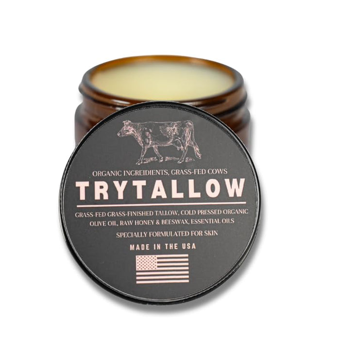 Beef Tallow Honey Balm - Grass-Fed Organic Face Cream with Honey & Olive Oil, for Eczema, Rosacea, Baby, Acne (2 oz)