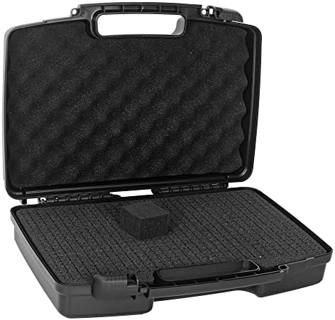 Portable Hard Case 14.1" x 10.6" x 3.5" With Customizable Diced Foam Protects for Equipment,Electronics,Tools,Microphone,Recorder and More
