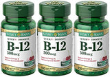 Nature's Bounty B-12 Quick Dissolve Tablets - 500 mcg - 100 Count (Pack of 3)