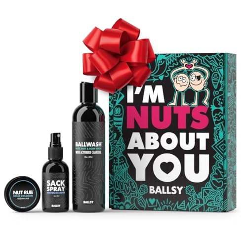 Ballsy Nuts About You Sack Pack, Men's Fresh Kit, Gift for Valentine's Day, Includes Ballwash, Sack Spray and NutRub, Ocean & Air