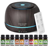 ASAKUKI Essential Oil Diffusers with 10Pcs*10ml Pure Essential Oil Gift Set, 5 in 1 Ultrasonic 300ML Aromatherapy Fragrant Oil Humidifier Vaporizer with Remote Control, Timer and Auto-Off-Black