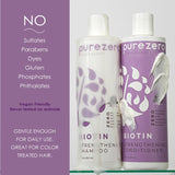 Purezero Biotin Shampoo & Conditioner set - Anti Thinning Formula - Volumizing, Thicker, Fuller Hair - Zero Sulfates, Parabens, Dyes, Gluten - 100% Vegan & Cruelty Free - Great For Color Treated Hair