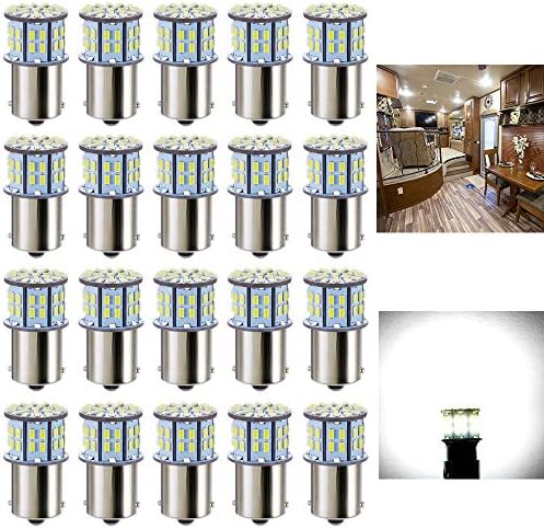 1156 1141 1003 7506 BA15S LED Bulbs Xenon White 20-Packs, Super Bright 3014 50-SMD LED Replacement for 12 Volt RV Camper Trailer Boat Trunk Interior Light Bulbs