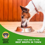 Brutus Chicken Broth for Dogs - All Natural Chicken Bone Broth for Dogs with Chondroitin Glucosamine Turmeric -Human Grade Dog Food Toppers for Picky Eaters & Dry Food -Tasty & Nutritious