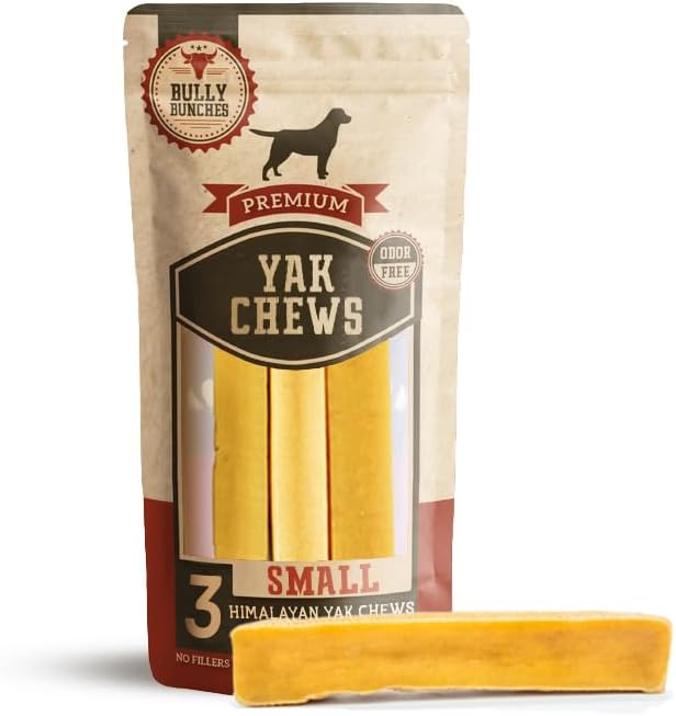 Bully Bunches Small Authentic Yak Cheese Himalayan Chews for Small Dogs & Puppies - All Natural Dog Treat Dental Chews, Made with Real Yak Milk for Teething - Lactose & Rawhide Free (3 Pk)