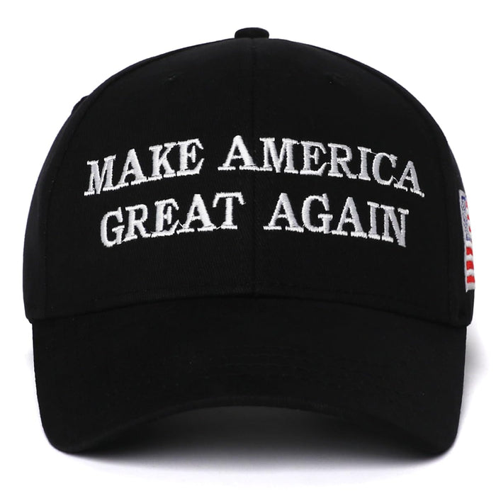 MAGA Hat Trump 2024,Embroidered Make America Great Again Donald Trump Slogan Hat and American Flag Adjustable Baseball Cap (MAGA and Flag Black)