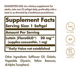 Solgar Lutein 20 mg, 60 Softgels - Supports Eye Health - Helps Filter Out Blue-Light - Contains FloraGLO Lutein - Non-GMO, Gluten Free, Dairy Free - 60 Servings