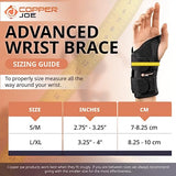 Copper Joe Carpal Tunnel Wrist Brace for Day and Night Support - Compression Wrist Sleeve For Arthritis, Tendonitis, RSI and Sprain - Adjustable Wrist Splint fit For Men and Women (Left Hand L/XL)