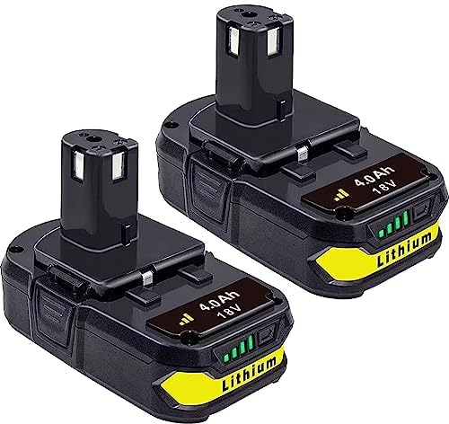 FSKE 2Pack 4.0Ah Lithium Battery Replacement for Ryobi 18V Battery ONE+ P108 P102 P103 P104 P105 P107 P108 P109 P190 P191 P122