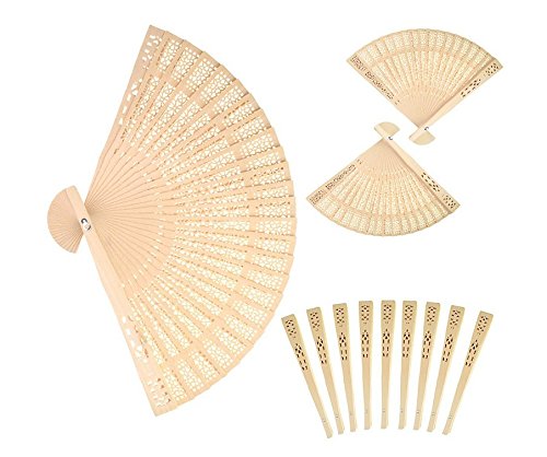 FORSUN Sandalwood Fan (Set of 50 pcs) - Baby Shower Gifts & Wedding Favors&Birthday Gifts&Christmas Gift