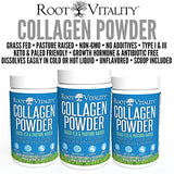 Root Vitality Collagen Peptides Powder - Grass-Fed, Pasture-Raised Hydrolyzed Protein Supplement for Skin, Hair, & Nails - Non-GMO, Zero Sugar Daily Supplement for Men & Women (30 Servings)