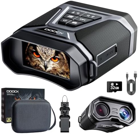 Night Vision Binoculars, 4K Night Vision Goggles for Adults, 3” Large Screen Digital Infrared NVG Goggles with Camera, Rechargeable Battery & Full Color in Low Light, Hunting Gear for Men-Silver Gray