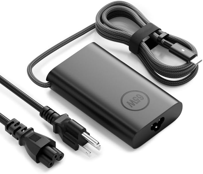 Charger for Dell 65W USB-C Laptop Charger Latitude 5400 5410 5420 5430 5440 5450 Power AC Adapter with Power Cord Cable, Black, HA65NM190