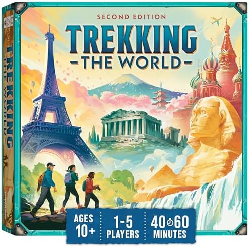 Trekking The World (2nd Edition) - The Award-Winning Family Board Game | Great for Kids Ages 10 and Up | Easy to Learn | Designed for Globetrotters by Underdog Games
