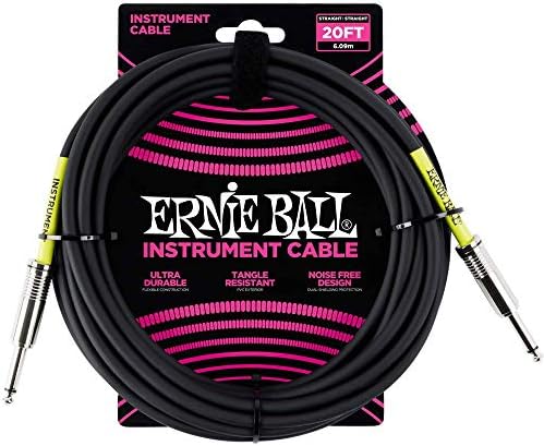 Ernie Ball Instrument Cable, Straight/Straight, 20ft, Black (P06046)