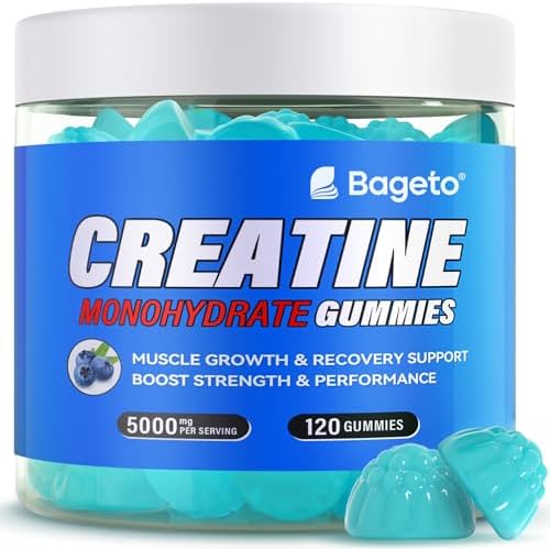 Creatine Monohydrate Gummies 5000mg for Men & Women, Gomitas de Creatina 5g Creatine Monohydrate, 0g Sugar Chewables Creatine Pre-Work Out for Muscle Strength, Vegan,120 Count (120 Count, Blueberry)
