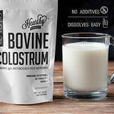 HEARTHY FOODS Bovine Colostrum Powder - Upto 30% IGG, 90 Servings, Leaky Gut Repair Supplements, Gut Health and Immune Support | Grass-Fed Halal Non GMO, Gluten Free 16Oz 454g