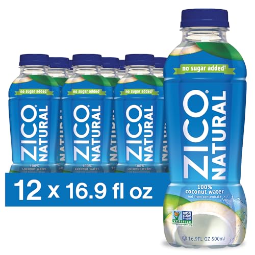 Zico 100% Coconut Water, NO added Sugar, Refreshingly Delicious, Hydration with Electrolytes, 16.9 Fl Oz (Pack of 12)