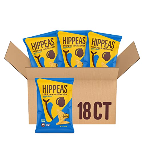HIPPEAS Chickpea Tortilla Chips, Rockin’ Ranch, 1 Ounce (Pack of 18), 3g Protein, 3g Fiber, Vegan, Gluten-Free, Crunchy, Plant Protein Snacks