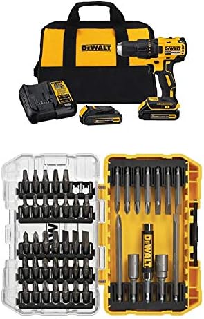 DEWALT DW2166 45 Piece Screwdriving Set with Tough Case and DEWALT DCD777C2 20V Max Lithium-Ion Brushless Compact Drill Driver