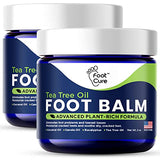 Tea Tree Oil Foot Balm - Foot Moisturizer for Dry Cracked Feet - Instantly Hydrates & Soothes Irritated Skin & Athletes Foot - Best Foot Care for Women and Men - Made in USA 2PK