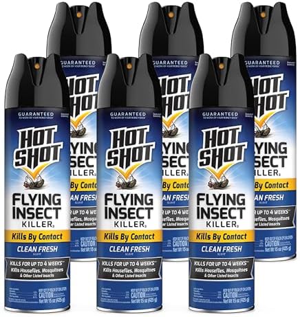 Hot Shot Flying Insect Killer 15 Ounces, Aerosol, Clean Fresh Scent (Pack of 6)