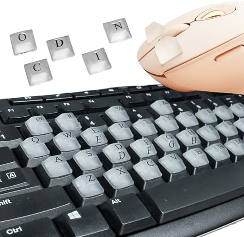 80 PCS Raised Keyboard Stickers with DIY Letter Decals for Nail-Art Typing, Adhesive Keycap Riser for Long Nails Protection for Numeric Keypad (Square-Clear)