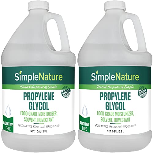 Food Grade Propylene Glycol - 99.9% Purity - 2 Gallons (1 Gallon, 2 Pack) - Non-GMO Moisturizer, Solvent, Emulsifier, Humectant - Soaps, Lotions, Antifreeze, Fog Machines, and Humidors