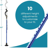 walking cane for men and walking canes for women special balancing - cane walking stick have 10 Adjustable Heights - self standing folding cane, portable collapsible cane, Comfortable (Blue)