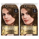 L'Oreal Paris Superior Preference Fade-Defying + Shine Permanent Hair Color, 6 Light Brown, Pack of 2, Hair Dye