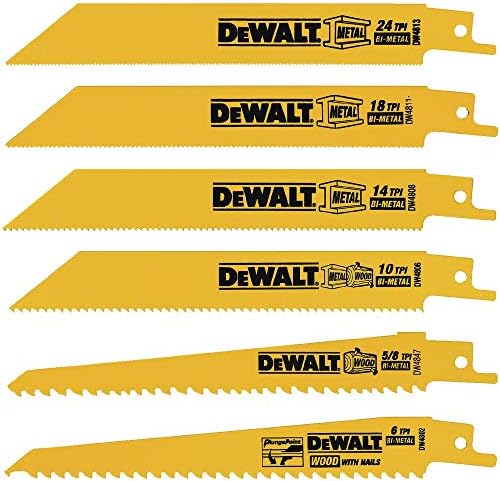 DEWALT Reciprocating Saw Blade Set for Metal and Woodcutting, 6 Piece (DW4856)