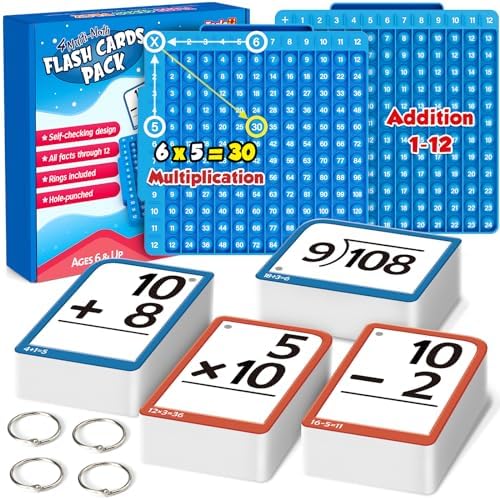 Torlam Math Flash Cards + Math Board, Multiplication Flash Card Times Table Chart, Math Manipulatives Division, Addition, Subtraction Math Games Toys for Kids, 1st, 2nd, 3rd, 4th, 5th, 6th Grade