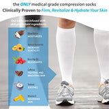 Skineez Compression Socks, Medical Grade, Advanced Healing Compression Socks 10-20mmHg, Clinically Proven to Firm, Moisturize, and Revitalize Skin, Foot Arch, Heel, and Nerve Pain Relief, Tan, Large/ X-Large, 1 Pair