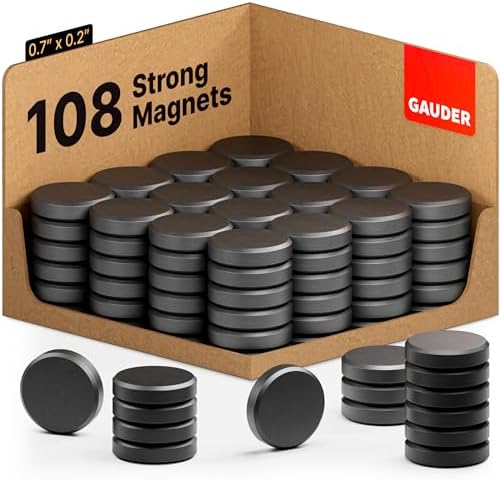 GAUDER Black Magnets for Crafts | Ceramic Industrial Magnets Strong | Ferrite Magnets for Fridges, Whiteboards and Notice Boards (108 pcs)