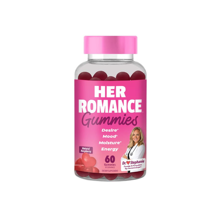 Pharmaganics Dr. Stephanie's Her Romance Gummies - Natural Hormone Balance Support for Women - Natural Raspberry Flavor