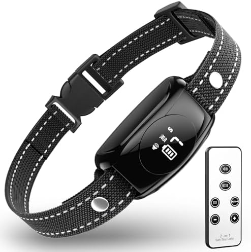 No Shock Dog Bark Collar, Dog Training Collar with Remote, Bark Collar with 7 Adjustable Sensitivity Beep Vibration, IPX7 Waterproof Bark Collar for Large Dog, Medium & Small Dog Indoor & Outdoor Use