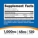 Nutricost Vitamin C with Zinc Supplement Capsules, 120 Servings - 1000mg Vitamin C, 45mg Zinc, Non-GMO, Gluten Free