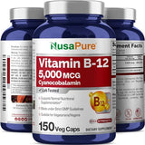 NusaPure Vitamin B12-5000 MCG 150 Veggie Capsules (Non-GMO, Gluten Free) - Max Strength Vitamin B 12