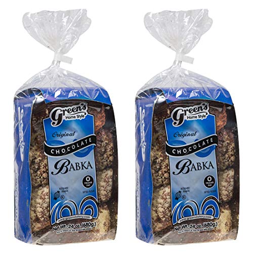 Green's Bakery Chocolate Loaf Babka, Fresh and Delicious, OK Certified Kosher and Pareve Babka Bread, Dairy Free and Nut Free 24 ounce (2 Pack)