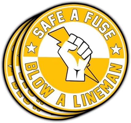 3 Pcs Save a Fuse Blow a Lineman Sticker Line Life Lineman Sticker Funny Lineman Vinyl Decal Gifts for Lineman Workers Save a Fuse Electrician Stickers for Laptop Bottle Phone Helmet Gifts 3"x3"