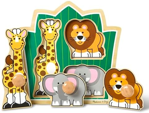 Melissa & Doug Jungle Friends Safari Animals Jumbo Peg Wooden Puzzle