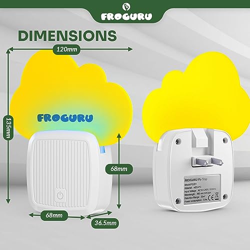 FROGURU Plug in Fly Trap Indoor with 14 Sticky Refills (2-Pack) - Easy to Use Odorless Indoor Fly Trap for Home with Blue LED Light - Traps Insects Like Fruit Flies, Mosquitoes, Gnats, Moths, etc.