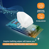 Inspire Rinse Free Body Wash Wipes | Bathing Wipes, Shower Wipes | Extra Large Adult Wipes With Aloe | Cleansing Adult Wipes | Body Wipes For Women And Men | Disposable Washcloths For Adults Bathing