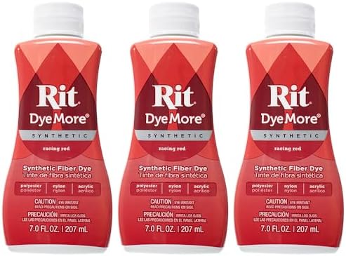 Rit DyeMore 7 Oz. Synthetic Liquid Fiber Dye for Clothing, Décor, and Crafts – Racing Red (3 Pack)