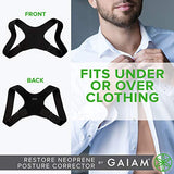 Gaiam Restore Posture Corrector for Women & Men - Neoprene Back Straightener Adjustable Straps Compact Brace Support for Clavicle, Neck, Shoulder, Invisible Pain Relief